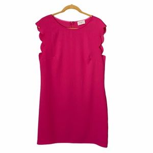 Everly Pink Sheath Dress with Scalloped Sleeves Large